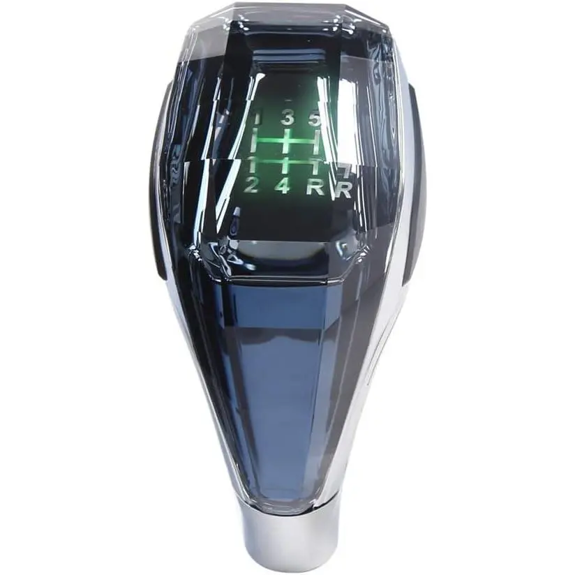 Car Universal LED Crystal Handles Manual Transmission Gear Shift Knob Lever Stick Head for, Black & Silver, 500292155