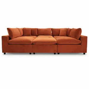 Laurel Burnt Orange Velvet Modular Corner Sofa