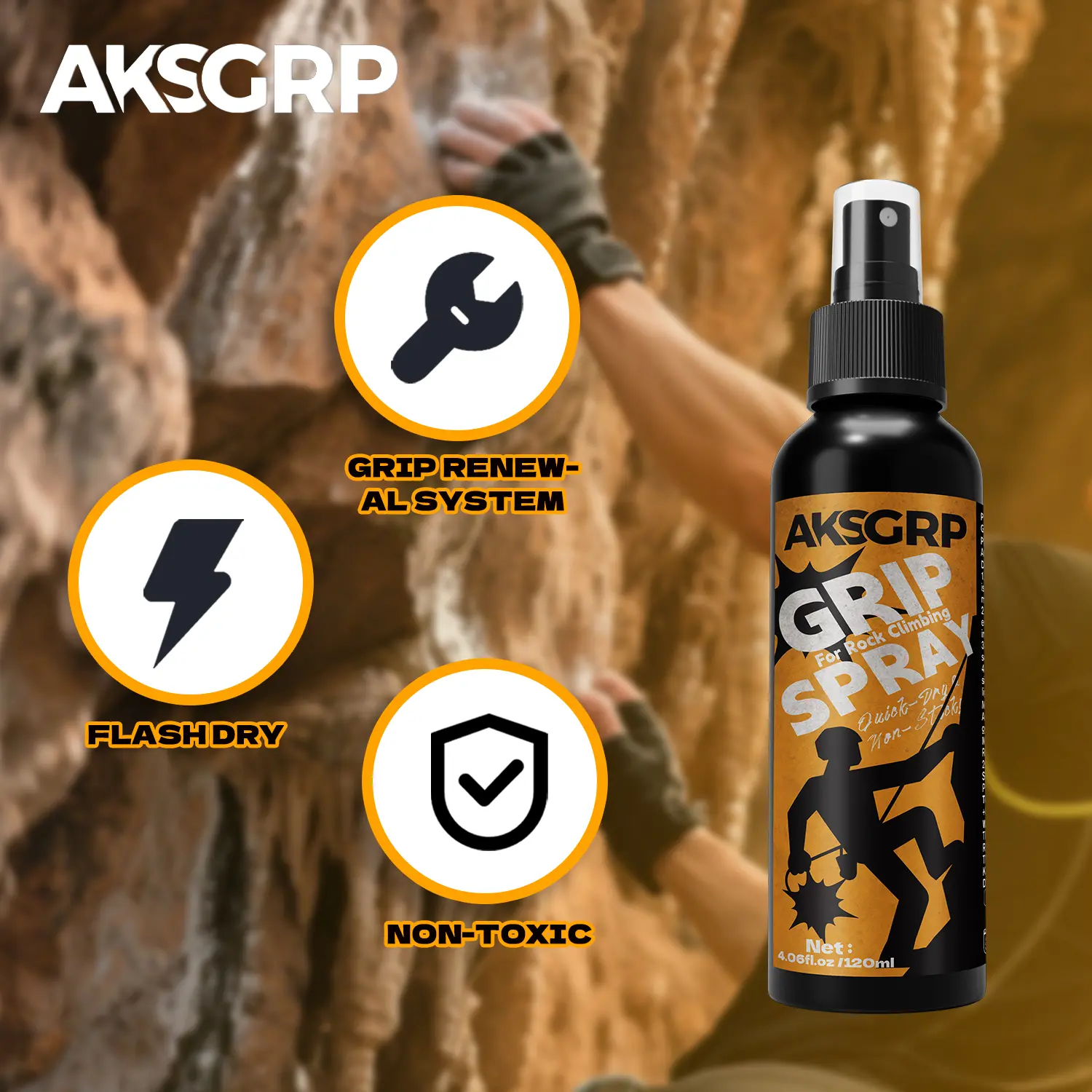 AKSGRP 1pc Climbing Grip Spray, Tackifier for Enhanced Grip, Transparent Resin Formula, Increases Tackiness, Suitable for Goalkeeper Gloves and More