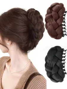 5 Inch Claw Clip Twisted Braid Bun Hair Clip Women's Scrunchie Wig - High-Temperature Fiber, Synthetic Extensions, Synthetic Braids, Natural-Looking Bun Extension, Versatile Styling Accessory for Women and Girls Hair Bun, Secure-Fit