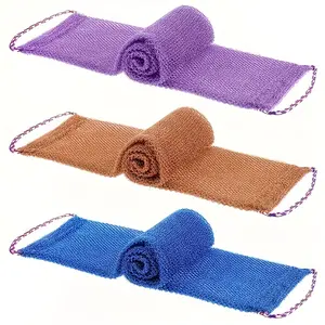 3pcs African Net Bath Sponges with Rope Handles, Exfoliating Washcloths for Men and Women, Ideal for Daily Use & Back Cleansing