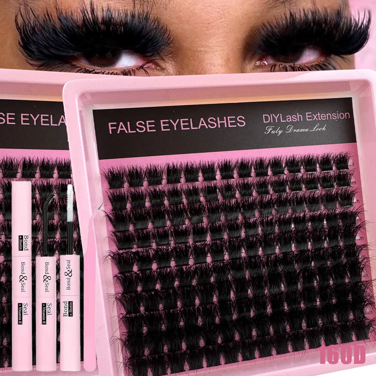 200pcs/160pcs/140pcs Synthetic Mink Eyelashes, D Curl Voluminous DIY Cluster Lashes, 10 Rows 6D Curled Extensions, 8-16mm Mixed Lengths, Volumized False Eyelashes, Fluffy Cluster Lashes, Eyelash Extensions Set, Volume Lash Clusters, Volume Focused Lashes