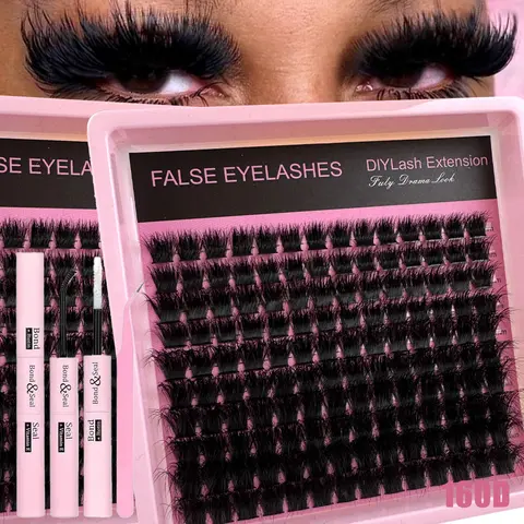 200pcs/160pcs/140pcs Synthetic Mink Eyelashes, D Curl Voluminous DIY Cluster Lashes, 10 Rows 6D Curled Extensions, 8-16mm Mixed Lengths, Volumized False Eyelashes, Fluffy Cluster Lashes, Eyelash Extensions Set, Volume Lash Clusters, DIY Makeup Lashes