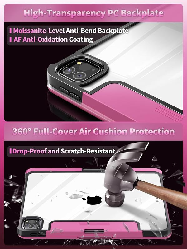 New Y2K Color Keyboard Pink For iPad Pro 12.9/11/10.9/13-inch (M4, 2024/2025) With 360° Rotatable Multi-Touch Trackpad ,Compatible Backlit Keyboard, Pencil Holder,Type-C Charging