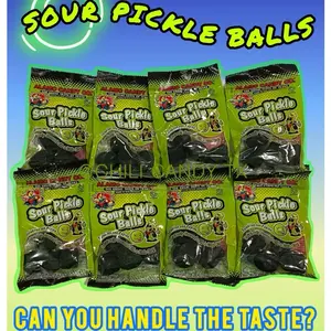 Four SOUR PICKLE BALLS 4 Pack Candy Snack Chewy Candies