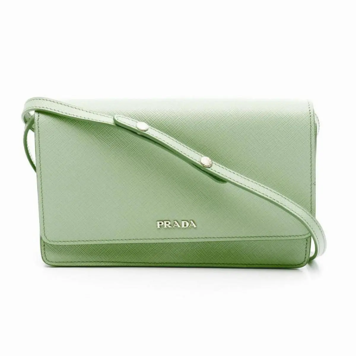 Pre-owned PRADA As Shown Tote Bags Pre loved SAFFIANO LUX shoulder wallet Saffiano leather Light green ConditionA 2101218988147