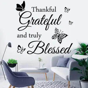 Letter Thank You Gratitude and Truly Blessed Inspirational Quotes Decoration Suitable for Home Decoration Living Room Kitchen Office Wall Decoration