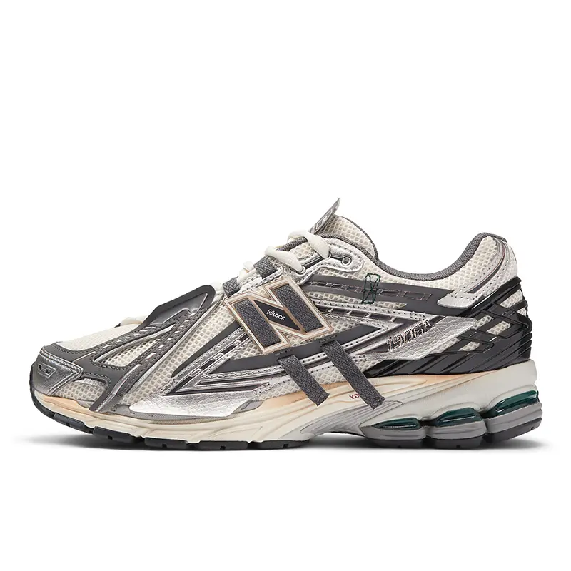 Men's New Balance 1906A Tech Explosion Cushioned Low-Top Running Shoes - Round Toe, Lace-Up, Leather Panels, Rubber Sole, Silver Metallic, Castlerock, Gold Metallic, Casual Wear, M1906AD, Synthetic Mix