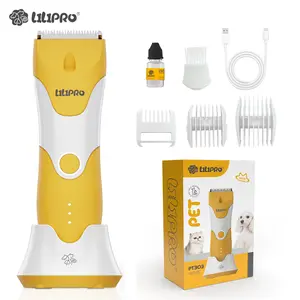 LILIPRO PT303 Pet Hair Clipper Grooming Tools 2-Speed Quiet Rechargeable Cordless Dog Trimmer with LED Light for Cat Low Noise Shaver