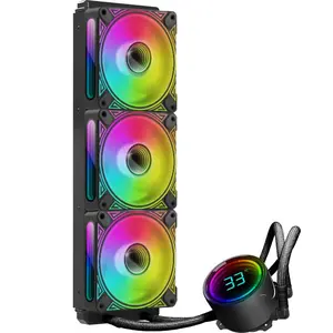 T-360MM Black ARGB Liquid CPU Water Cooling with 3 X 120mm ARGB PWM Fan,Temperature Display,  Water Cooling