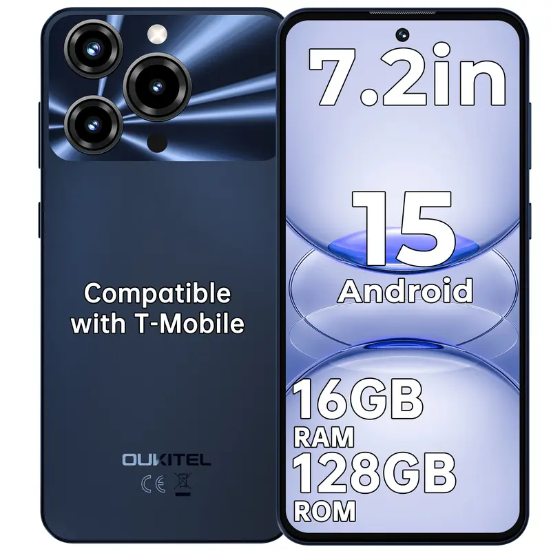 OUKITEL C69 Cell Phone Unlocked，7.2''HD + 120Hz Display，24GB(8+