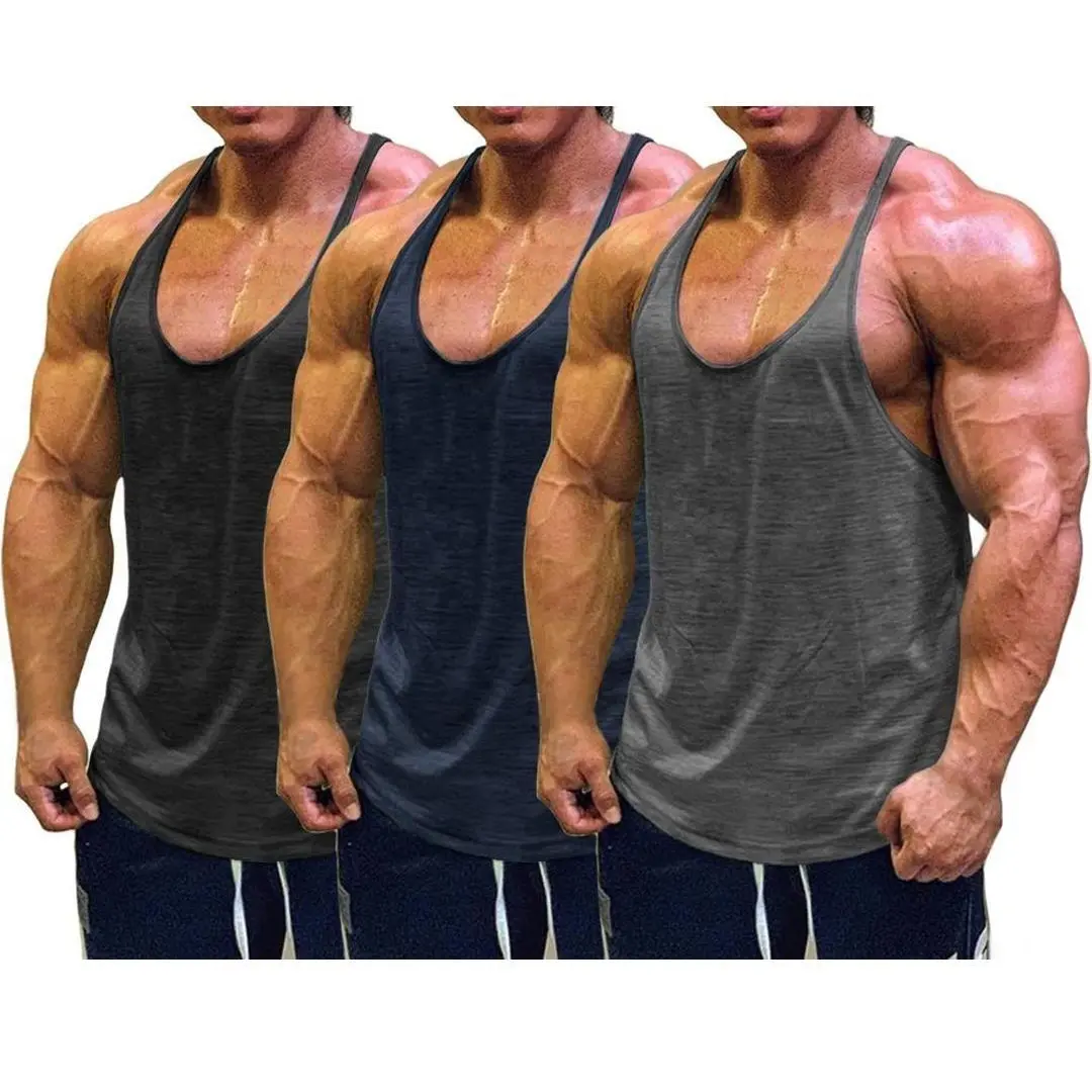 Muscle Cmdr Men's Bodybuilding Curved Tank Tops - Y-back Fitness Vest, Dry Fit Sleeveless Breathable Activewear for Gym Workouts, Outdoor Sports