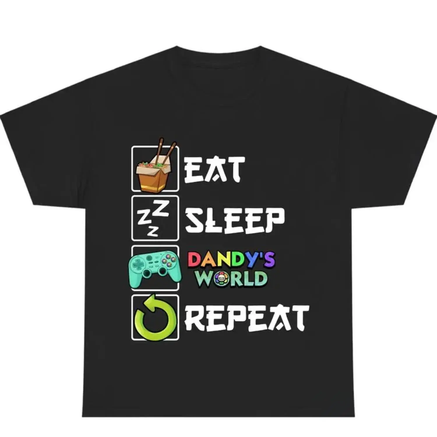 Eat Sleep Dandys World Repeat Funny Gaming Quote Meme Cute TShirt Unisex Kids Black Small Birthday Gift