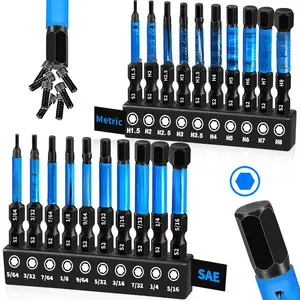 20-Piece Allen Wrench Drill Bit Set - Metric & SAE S2 Steel Hex Bits Magnetic 1/4" Shank for DIY & Car Repairs