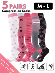 Compression Socks for Men and Women, 20-30 Mmhg Knee Height Design, Running Performance Recovery, 5 Pair Options, Improve Circulation