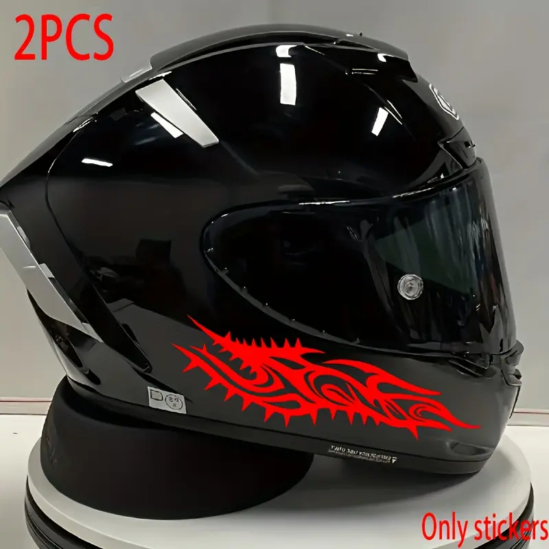 2PCS/SET Cycling Sharp Flame-Style Decor Sticker, Decal, Motorcycle Decoration, Motorcycle Stickers, For Motorcycle Accessories, Cycling Backpacks, Black & Red Spiked Flame + Sharp Shape Creative Design, Eye-Catching