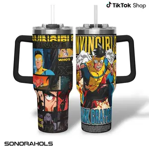 Season 4 Invincible Tumbler With Handle, Mark Grayson Hero Insulated Travel Mug 40oz, Comic Superhero Gift Mug