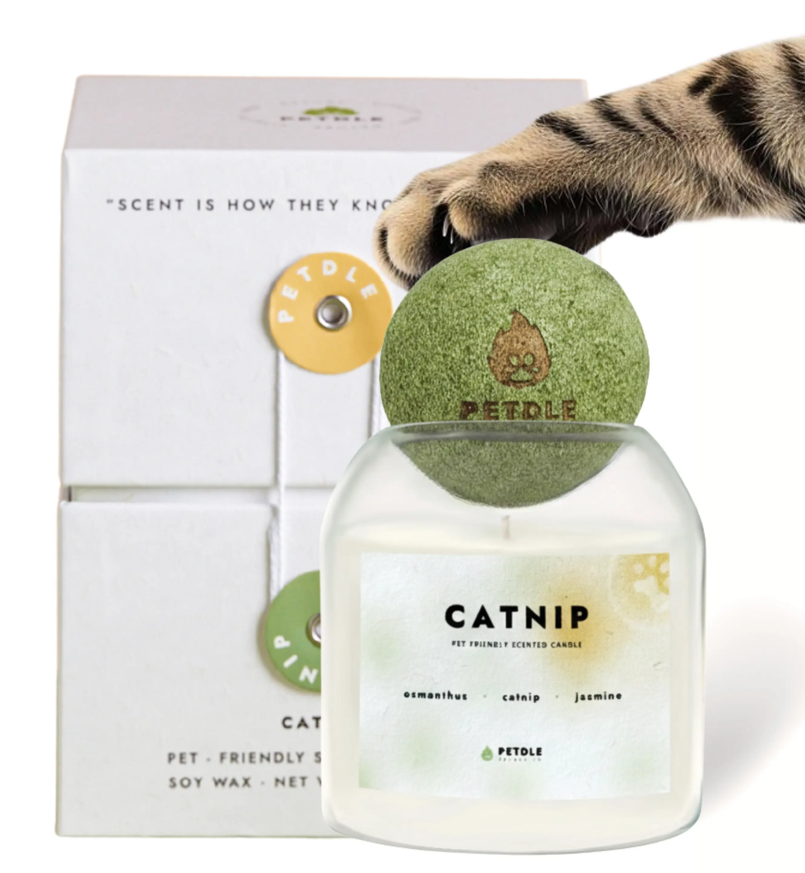 CATNIP - PETDLE Pet Friendly Candle | 8 oz 100% Soy Wax | Eliminates Pets Odor | Perfect Gift for Pet Lovers | Great Home Decor Aroma