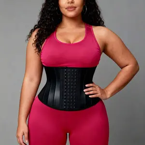 Women 25 Steel Boned Waist Trainer Corset Front Hook Closure Latex High Compression Tummy Control Waist Cincher