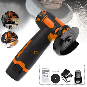 12V Cordless Brush Angle Grinder Kit, Ginding disc 3 Inch/75mm, Lightweight Angle Grinder Tool w/ 2PCS 1300mAh Lithium-Ion Battery & Charger, Ergonomic Button Position for Reducing Hand Pressure Inclu