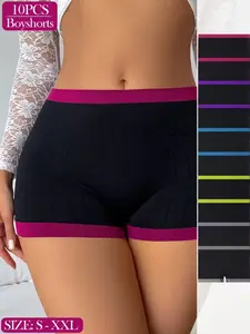 Women's Colorblock Seamless Comfort Soft Thong Panties Set, All-Season Wear, Multi-Scene Use (party, Date, Casual, Sports), Assorted Colors