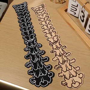 2 Pcs Spine Bone Embroidered Punky Patches, Suitable for Bags, Jeans, Jackets, Vests, Iron-on Hot Press, Free to Cut and Sew on, Black/Yellow Goth Style Patches Badges, DIY Creative Decorative Appliques Thorn Embroidery