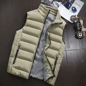Winter Thick Cotton Sleeveless Jacket Warm Thick Vest Casual Windproof Quilted Waistcoat Men's Everyday Wear Suitable For Outdoor Sports Warm Vest Men's Sleeveless Shirt Zipper Pocket Waistcoat
