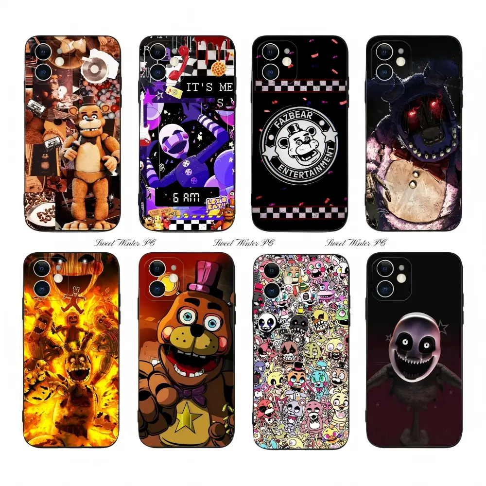 FNaF 5 Nights at Freddy's Cool Shockproof Protective Phone Cases for iPhone 17 Pro Max, Pro, 16 Plus, 15, 14, 13, 12, 11 - Black Smartphone Accessories for Handheld Cellphone Devices, Ideal Christmas & Halloween Gift
