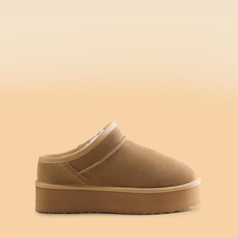 Dream Pairs FuzzyEasy Slip-On Suede Ankle Bootie-Slippers – Faux-Fur Lining, Indoor/Outdoor Memory-Foam Cushion