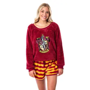 Harry Potter Womens' Sweater and Shorts Sleep Pajama Set-All Houses