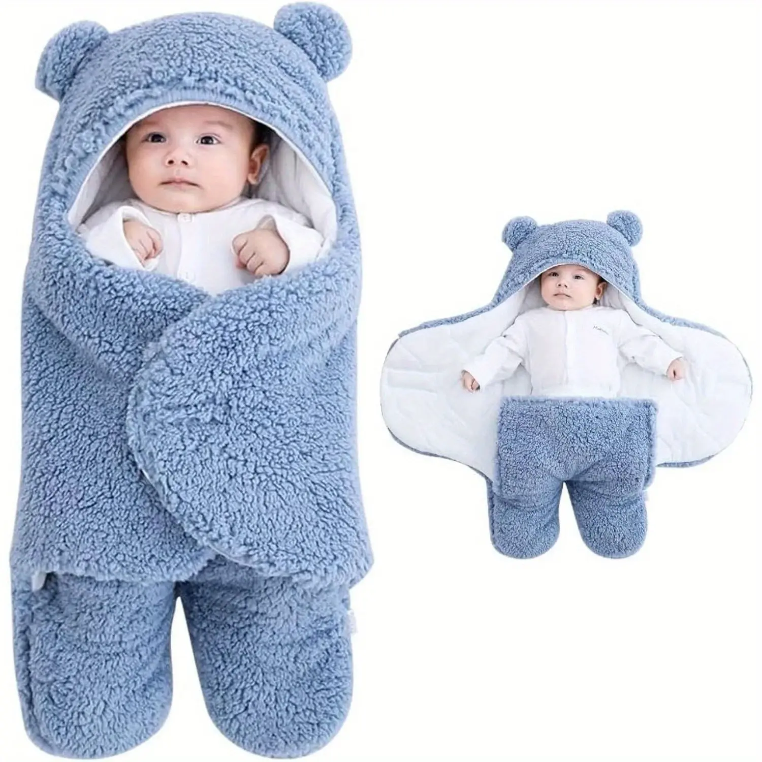 Baby Swaddle Blanket Boys Girls Cute Bear Plush Essential Receiving Blanket Ultra-Soft Newborn Registry Sleeping Wraps for Infant 0-6 Months