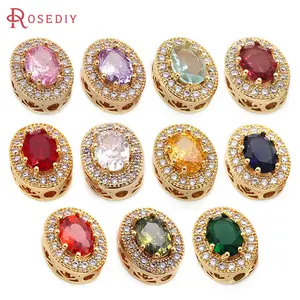 6PCS 13.5x11MM 18K Gold Color Brass Oval Spacer Beads Bracelets Beads  Diy Jewelry Accessories Making Materials