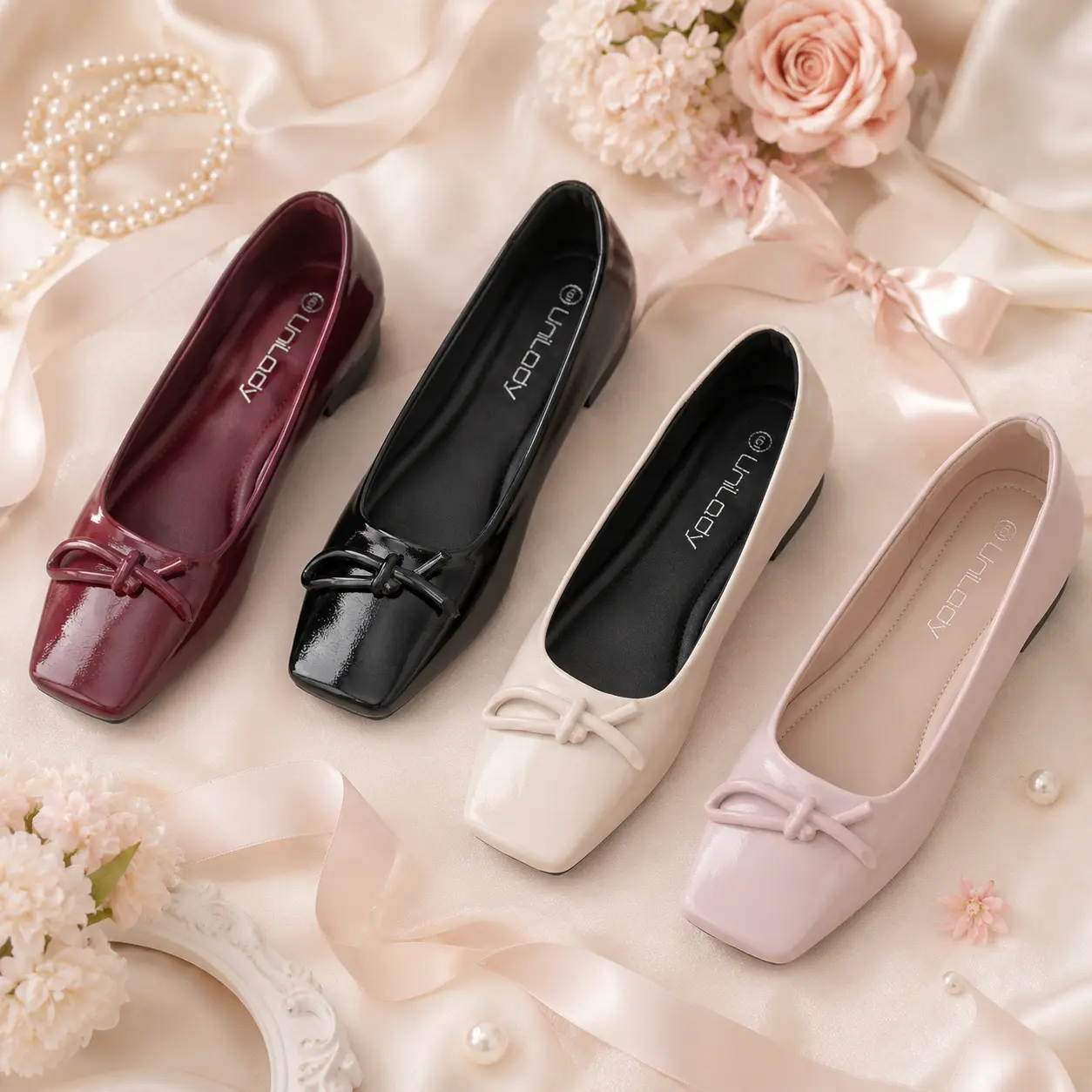 Belovely Bowknot Ballet Flats | Square Toe Slip-On Casual Shoes | Cottagecore Comfort Elegant Walking Shoes for Fall 【mary jane-1】 Women Footwear