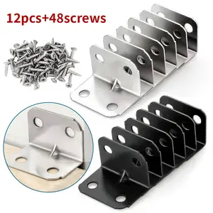 12pcs corner bracket with screws, furniture connection fasteners with 90 degree right angles, corner codes, used to stabilize tables, chairs, cabinets, hardware accessories
