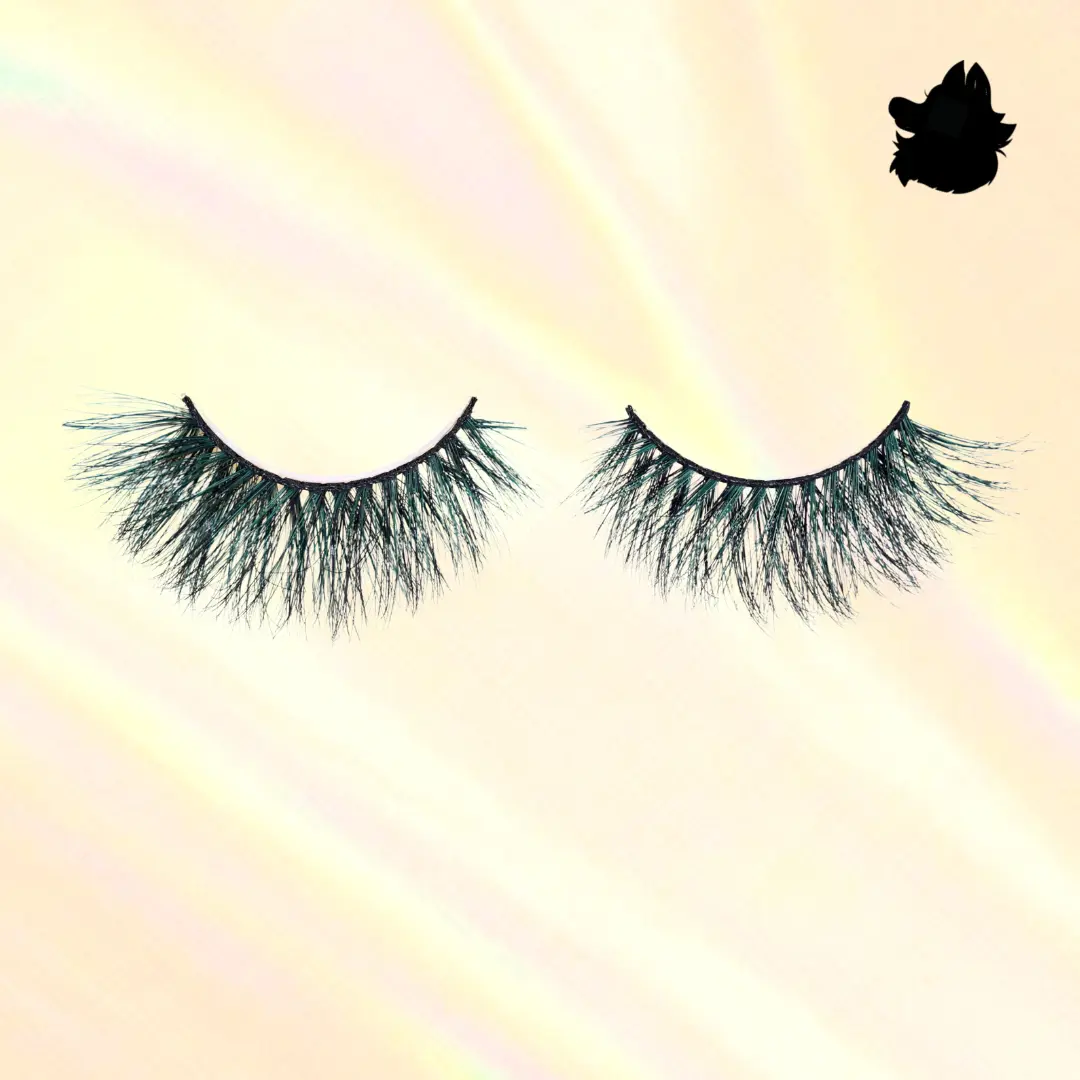 Forest 20mm Green Blended Colored Glue-on Lashes with Luxury Marble Casing for Bold and Playful Look | Perfect Halloween Lashes Colorful