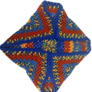 Blue and Yellow Mix Crochet Shrug Jacket - Women's Womenswear Top with Comfort and Style - Blouse, Shirts Comfortable Sleeveless Geometric Lightweight Colorful