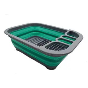 SAMMART Collapsible Dish Drainer with Drainer Board - Foldable Drying Rack Set - Portable Dinnerware Organizer - Space Saving Kitchen Storage Tray