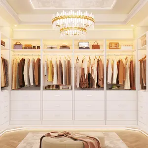 Unikito 24" W Freestanding Closet Sytem with 3 Wooden Drawers and Hanging Rod, Sturdy 2FT Walk-in Closet Organizer System Wardrobe with Storage Shelves