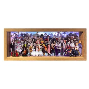Demon Slayer: Kimetsu no Yaiba Figure animation peripheral three-dimensional painting family photo 3-speed LED solid wood picture frame ornament