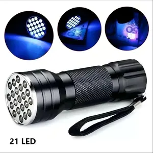 21 LED Light UV Flashlight, 3 Aaa Dry Battery Powered, 395nm Ultraviolet Lighting Tool, Ideal for Currency Detection & Urine Stain Detection