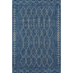 Ziba Home Villa Outdoor Rug Monaco Blue – Diamond Pattern Design – Non-Slip, Weather-Resistant & Durable for Indoor/Outdoor Use on Patio, Porch, Pool, Deck or Entryway