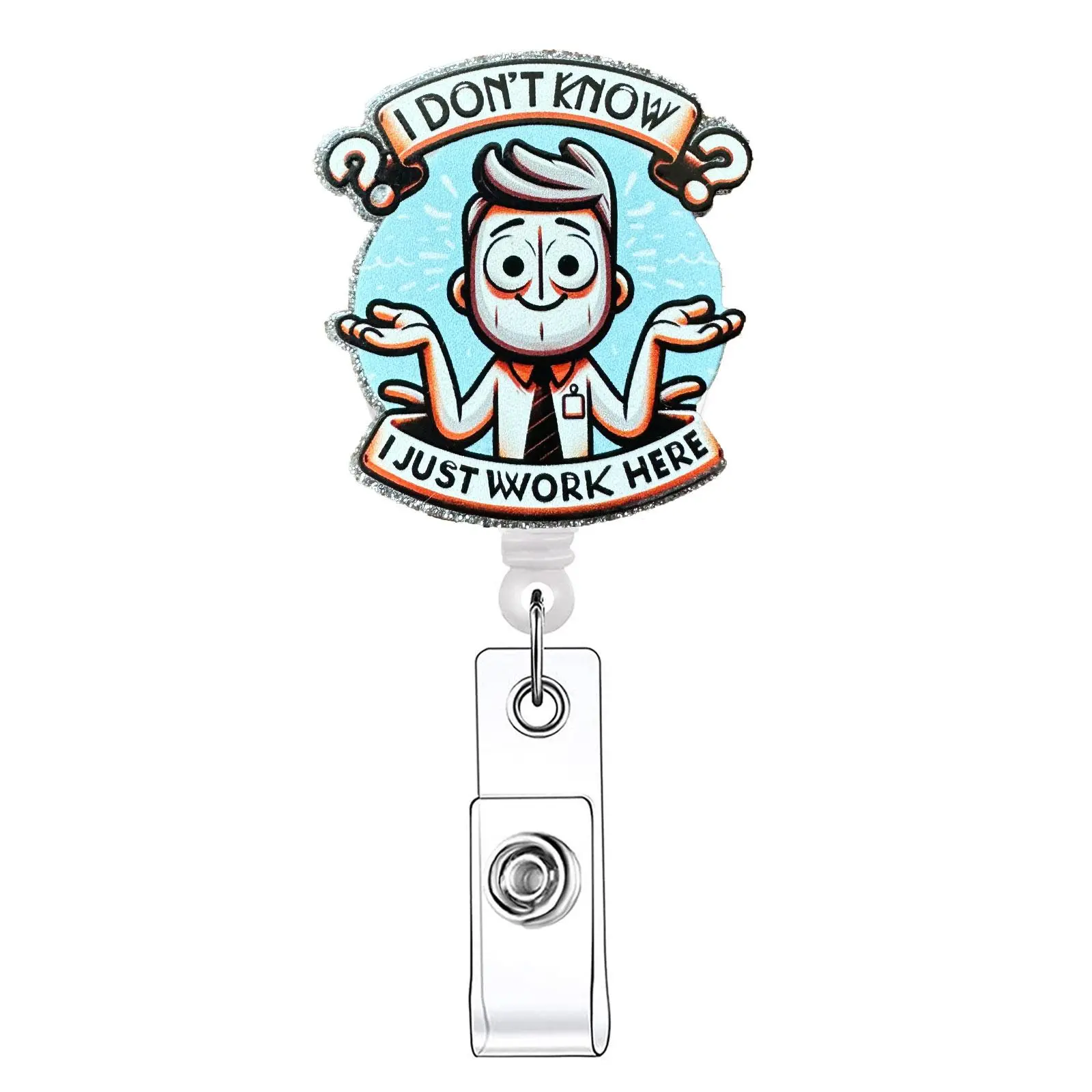 Cartoon & Letter Pattern Retractable Badge Reel, 1 Count Funny Acrylic ID Holder with Clip, Badges Supplies for Nurses Doctors Students Office Staff