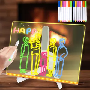 Christmas ToysLED Light-Up Dry Erase Board 11.8"X8" Neon Glow with Touch Control Stand for Room/Office/Store/Festival