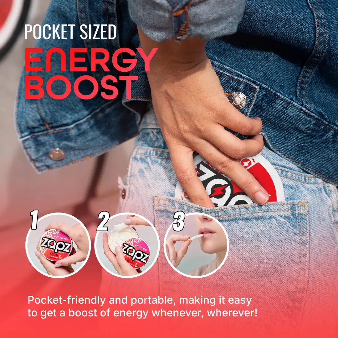 ZAPZ Caffeine Pouches, Peppermint, 5 Cans x 20 Count, Energy