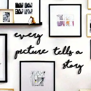 HELLOYOUNG "Every Picture Tells A Story" 5pc Black Metal Wall Decor - Home Decor Wall Art, Ideal Anniversary Gift & Home Decor Gift, Stylish Decor for Living Room, Bedroom & Home Spaces Decoration
