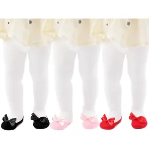 F-SOK03 Baby Tights Non Slip Baby Girl Tights Plain/Shoe-Look Leggings Seamless Pantyhose Warm Cotton Leggings Non-Skid