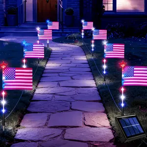 8-piece Solar American Flag Light Set for 4th of July Garden Decor