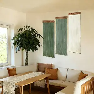 Boho Tassel Wall Hanging Decor, Fringe Yarn Tapestry, Modern Handmade Large Wall Art for Living Room Bedroom Nursery Background