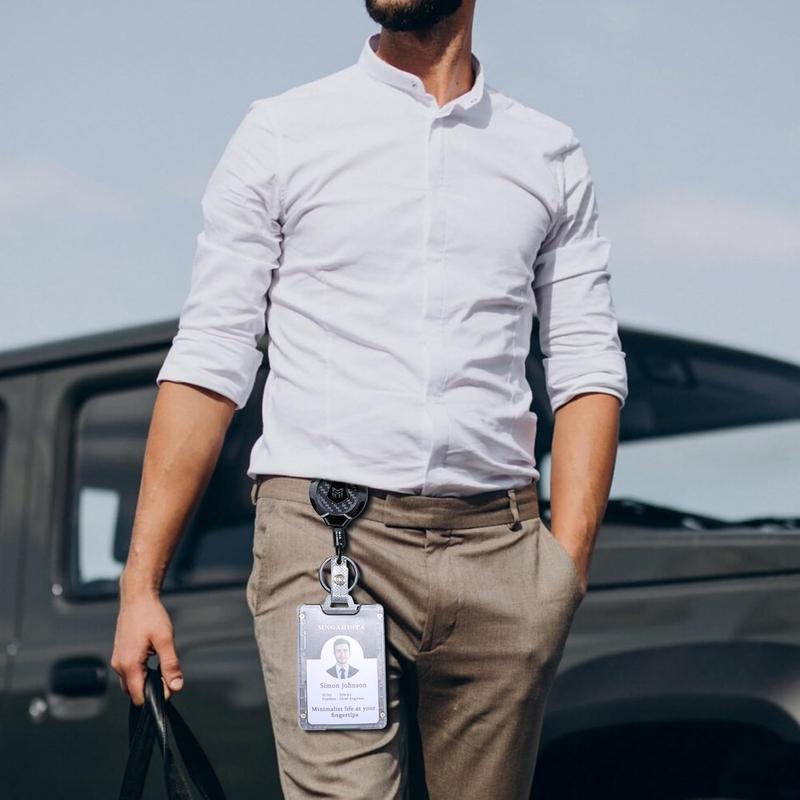 MNGARISTA Retractable Badge Holder, Heavy Duty Badge Reel Keychain with Belt Clip, 3K Carbon Fiber ID Card Holder Lanyard with 32.26" Retractable Key Chain, Black MNGARISTA Retractable Badge Holder, Heavy Duty Badge Reel Keychain with Belt Clip, 3K Carbon Fiber ID Card Holder Lanyard with 32.26" Retractable Key Chain, Black