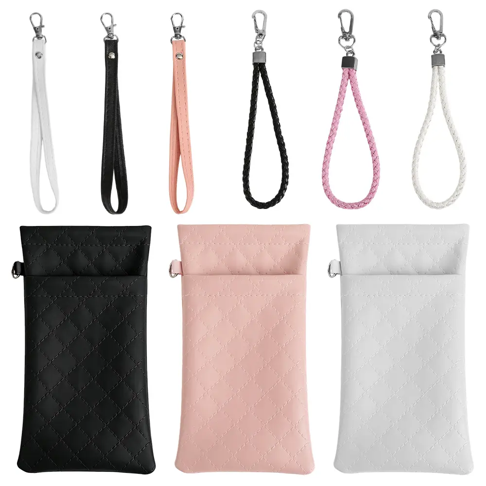 3 Packs Double Eyeglass Case with 6Pcs Hanging Ropes Kit, Soft Dual Glasses Case for Women Men Travel Squeeze Top Sunglasses Cases Eyeglasses Pouch